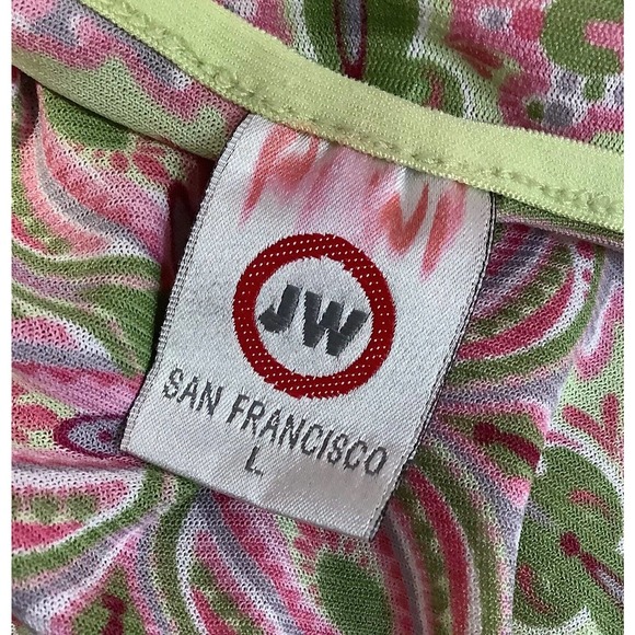 JW JAPANESE WEEKEND sz L green & pink flare sleeve maternity top - Picture 5 of 5